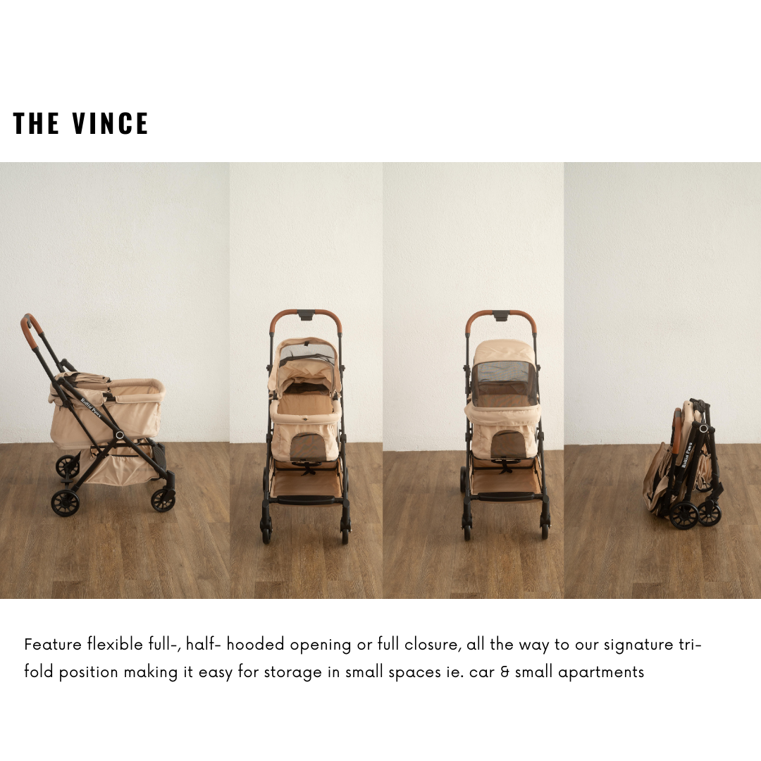Rollin' Paws - Vince Premium Pet Stroller one-click tri-fold