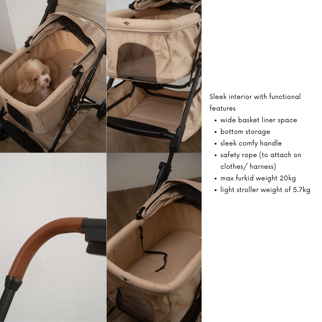 Rollin' Paws - Vince Premium Pet Stroller one-click tri-fold
