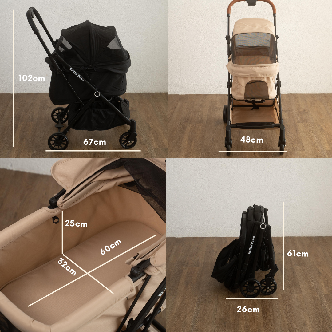 Rollin' Paws - Vince Premium Pet Stroller one-click tri-fold