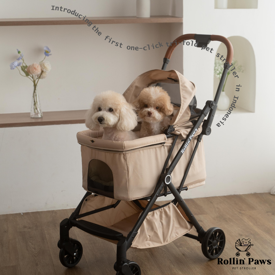 Rollin' Paws - Vince Premium Pet Stroller one-click tri-fold