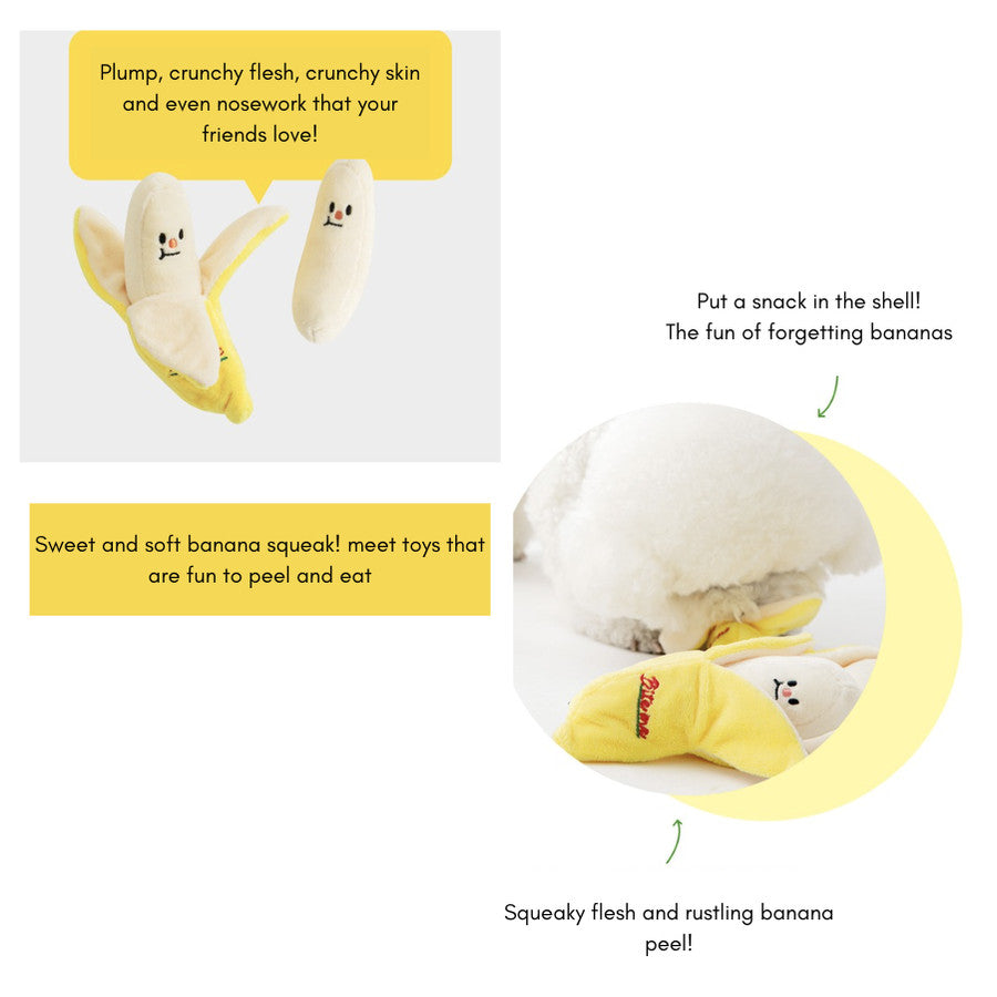 Bite Me - Banana Nosework Toy (Rustle/Squeak) for Dogs & Cats